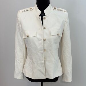 Express Cream Military Blazer with Gold Accents Women Size Medium